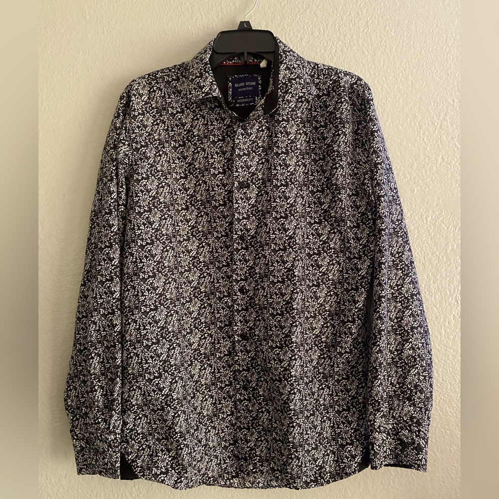 Silver stone Floral Button down shirt (Black & White)